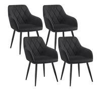 WOLTU Sillas de Comedor con Reposabrazos, Tapizada con Respaldos, para Comedor, Salón, Dormitorio, Cocina, Pasillo, Negro, Terciopelo, Patas de Metal, BH352sz-4