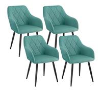 WOLTU Sillas de Comedor con Reposabrazos, Tapizada con Respaldos, para Comedor, Salón, Dormitorio, Cocina, Pasillo, Turquesa, Terciopelo, Patas de Metal, BH352ts-4