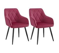 WOLTU Sillas de Comedor con Reposabrazos, Tapizada con Respaldos, para Comedor, Salón, Dormitorio, Cocina, Pasillo, Burdeos, Terciopelo, Patas de Metal, BH352bd-2