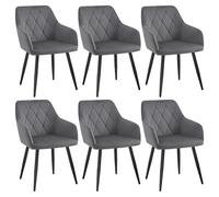WOLTU Sillas de Comedor con Reposabrazos, Tapizada con Respaldos, para Comedor, Salón, Dormitorio, Cocina, Pasillo, Gris Oscuro, Terciopelo, Patas de Metal, BH352dgr-6