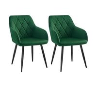 WOLTU Sillas de Comedor con Reposabrazos, Tapizada con Respaldos, para Comedor, Salón, Dormitorio, Cocina, Pasillo, Verde Oscuro, Terciopelo, Patas de Metal, BH352dgn-2