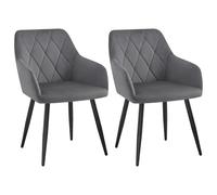 WOLTU Sillas de Comedor con Reposabrazos, Tapizada con Respaldos, para Comedor, Salón, Dormitorio, Cocina, Pasillo, Gris Oscuro, Terciopelo, Patas de Metal, BH352dgr-2