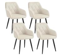 WOLTU Sillas de Comedor con Reposabrazos, Tapizada con Respaldos, para Comedor, Salón, Dormitorio, Cocina, Pasillo, Crema, Terciopelo, Patas de Metal, BH352cm-4