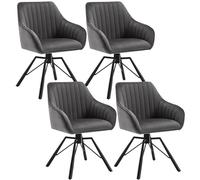 WOLTU Sillas de Comedor Giratorias Pack 4, Sillas de Cocina con Respaldo y Brazos, Sillas Ergonomicas Terciopelo, Patas Metálicas y Pies Ajustables, para Salón y Dormitorio, Gris Oscuro, EZS12dgr-4