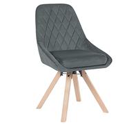 WOLTU Sillas de Comedor Giratorias,Terciopelo,Gris Oscuro | Ergonomicas,para Dormitorio y Salon,Patas de Madera Maciza