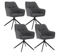 WOLTU Sillas de Comedor, Juego de 4 Sillas de Cocina Giratoria, Patas de Metal, Sillas con Reposabrazos para Salon, Dormitorio o Comedor, Chenilla y Pana, Gris Oscuro, EZS08dgr-4