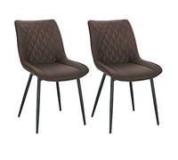 WOLTU Sillas de Comedor Pack 2, Sillas de Cocina Tapizadas en Textura, Sillas Ergonómicas con Respaldo para Salón y Dormitorio, Estilo Nórdico, Patas de Metal, Marrón Oscuro, BH248dbr-2