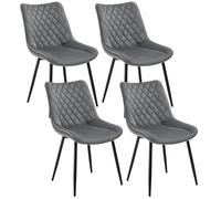 WOLTU Sillas de Comedor Pack 4, Sillas de Cocina Tapizadas en Terciopelo, Sillas Ergonómicas con Respaldo para Salón y Dormitorio, Estilo Nórdico, Patas de Metal, Gris Oscuro, BH209dgr-4