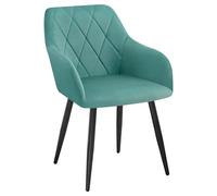 WOLTU Sillas de Comedor, Respaldo Medio de Terciopelo sillas de Cocina, con Patas metálicas, diseño Moderno, aptas para Dormitorio y salón,Turquesa