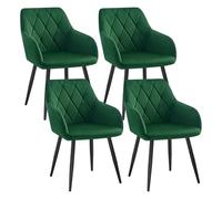 WOLTU Sillas de Comedor, Silla Reposabrazos, Silla Tapizada con Respaldos, Sillas Nordicas, Silla para Comedor, Salón, Dormitorio, Cocina, Pasillo, Verde Oscuro, Terciopelo, Patas de Metal, BH352dgn-4