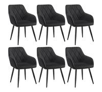 WOLTU Sillas de Comedor, Silla Reposabrazos, Silla Tapizada con Respaldos, Sillas Nordicas, Silla para Comedor, Salón, Dormitorio, Cocina, Pasillo, Negro, Terciopelo, Patas de Metal, BH352sz-6