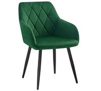 WOLTU Sillas de Comedor,Terciopelo,Verde Oscuro | Respaldo Medio, con Patas metálicas, diseño Moderno, aptas para Dormitorio y salón