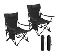 WOLTU Sillas Plegables Camping, Juego de 2 Sillas Portátiles para Exterior, Ligera para Jardin Playa Picnic y Pesca, hasta 150 kg, Negro