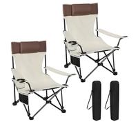 WOLTU Sillas Plegables Camping, Juego de 2 Sillas Portátiles para Exterior, Ligera para Jardin Playa Picnic y Pesca, hasta 150 kg, Beige