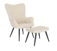 WOLTU Sillón de Relax con Reposapiés, Respaldo Alto, Blanco Crema