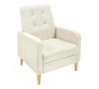 WOLTU Sillon de Relax, con Respaldo Alto, Patas Madera Maciza, Beige
