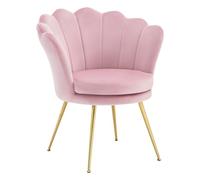 WOLTU Sillón Lounge, Butacas de Salón, Sillon Relax con Patas de Metal Chapa Dorada, Silla Terciopelo Dormitorio, Tocador y Recepción, Rosa, Carga 150 kg, SKS49rs