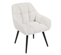 WOLTU Sillón Relax, Butaca Nórdica, Asiento Acolchado Patas de Metal, Crema