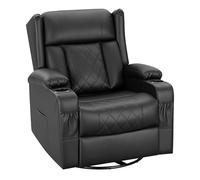 WOLTU Sillón Relax Reclinable, Giratorio 360°, PU, Negro