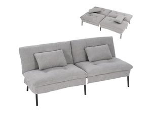 WOLTU Sofá Cama de 2 Plazas con 2 Cojines, Respaldo Ajustable, Gris Claro