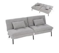 WOLTU Sofá Cama de 2 Plazas con 2 Cojines, Respaldo Ajustable, Gris Claro | Sofá Cama con Patas Antideslizantes, Estructura Metálico + Lino Sintético Transpirable, para Salón, Dormitorio, Estudio