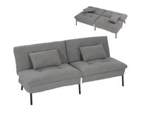 WOLTU Sofá Cama de 2 Plazas con 2 Cojines, Respaldo Ajustable, Gris Oscuro