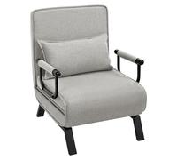 WOLTU Sofá Cama, Sillón Reclinable con Respaldo Ajustable, Puff Cama 1 Plaza, Butaca de Salón 3 en 1, Sillon Cama Individual con Almohada y Reposabrazos, Lino, 65 x 75 x 78cm, Gris Claro