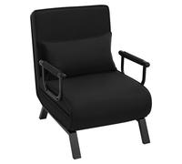 WOLTU Sofá Cama, Sillón Reclinable con Respaldo Ajustable, Puff Cama 1 Plaza, Butaca de Salón 3 en 1, Sillon Cama Individual con Almohada y Reposabrazos, Lino, 65 x 75 x 78cm, Negro