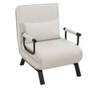 WOLTU Sofá Cama, Sillón Reclinable con Respaldo Ajustable, Puff Cama 1 Plaza, Butaca de Salón 3 en 1, Sillon Cama Individual con Almohada y Reposabrazos, Lino, 65 x 75 x 78cm, Beige