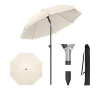 WOLTU Sombrilla Playa φ135cm, Parasol Grande Ajustable en Altura y Ángulo, Sombrilla Protección UPF 50+ con Bolsa de Transporte, Parasol Redondo de Poliéster para Playa Jardin Piscina, Beige