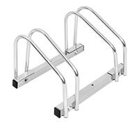 WOLTU Soporte para Aparcar 2 Bicicletas, Aparcamiento para Bicis, Fácil Montaje en Suelo y Pared, Uso Interior y Exterior, Garaje y Jardín, Hierro Galvanizado Antioxidación