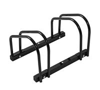 WOLTU Soporte para Aparcar 2 Bicicletas, Aparcamiento para Bicis Negro, Fácil Montaje en Suelo y Pared, Uso Interior y Exterior, Garaje y Jardín