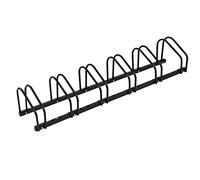 WOLTU Soporte para Aparcar 6 Bicicletas, Aparcamiento para Bicis Negro, Fácil Montaje en Suelo y Pared, Uso Interior y Exterior, Garaje y Jardín