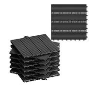 WOLTU Suelo de WPC Set de 11 Baldosas de Madera Exterior, Antracita