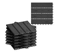 WOLTU Suelo de WPC Set de 11 Baldosas de Madera Exterior, Antracita