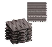 WOLTU Suelo de WPC Set de 11 Baldosas de Madera Exterior, Café