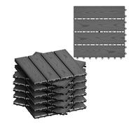 WOLTU Suelo de WPC Set de 11 Baldosas de Madera Exterior, Gris