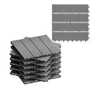 WOLTU Suelo de WPC Set de 11 Baldosas de Madera Exterior, Gris Claro