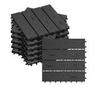 WOLTU Suelo de WPC Set de 11 Baldosas de Madera Exterior para Porche Patios Jardin, 30 x 30 cm 1m² Suelo de Exterior Compuesta Azulejos para Terraza, Jardin Antracita