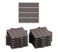 WOLTU Suelo de WPC Set de 22 Baldosas de Madera Exterior, Café