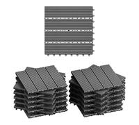 WOLTU Suelo de WPC Set de 22 Baldosas de Madera Exterior, Gris