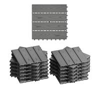 WOLTU Suelo de WPC Set de 22 Baldosas de Madera Exterior, Gris Claro