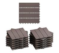 WOLTU Suelo de WPC Set de 22 Baldosas de Madera Exterior, Marrón