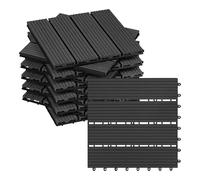 WOLTU Suelo de WPC Set de 22 Baldosas de Madera Exterior para Porche Patios Jardin, 30x30 cm Compuesta Azulejos para Terraza Antracita