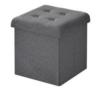 WOLTU Taburete Almacenaje 17 L, Baúl Plegable de Almacenamiento, Taburete Otomano en Lino Imitado, Taburete Reposapiés Plegable para Cama y Sofá, 30x30x30 cm, Gris Oscuro