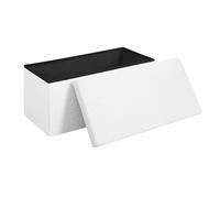 WOLTU Taburete Almacenaje Plegable, Baúl Almacenamiento, Taburete Puff Reposapiés para Sofá y Cama, con Tapa Extraible, Tapizado en Tela Polar Teddy, 80 L, 76x38x37 cm, Blanco