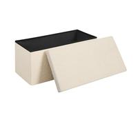 WOLTU Taburete Almacenaje Plegable, Baúl Almacenamiento, Taburete Puff Reposapiés para Sofá y Cama, con Tapa Extraible, Tapizado en Tela Polar Teddy, 80 L, 76x38x37 cm, Beige