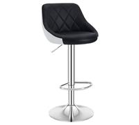 WOLTU Taburete Cocina Alto Bar con Respaldo, Silla Giratoria con Reposapies y Base Redonda de Metal, Piel Sintética, Negro