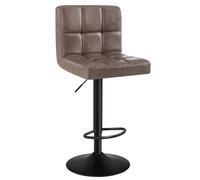 WOLTU Taburete de Bar con Respaldo Cuero Sintético, Marrón Oscuro | Altura Regulable, para Bistro, Cafeteria y Cocina, Patas de Madera
