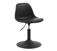 WOLTU Taburete de Bar con Respaldo, Piel Sintética, Negro | Altura Ajustable, Giratorio, para Tocador, Dormitorio, Oficina en Casa y Salón